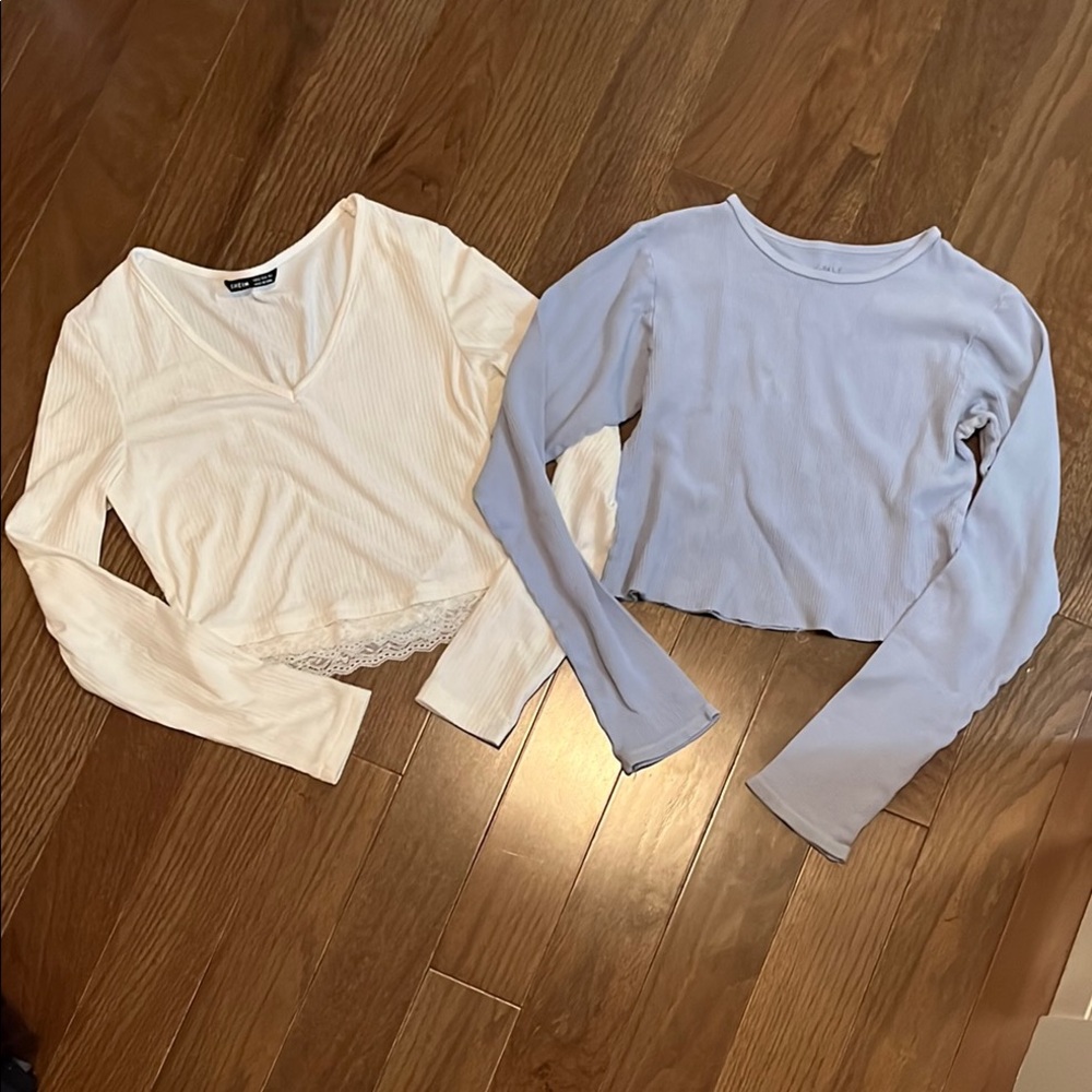 J. Galt Light Blue and Shein cream, Long Sleeve Tops